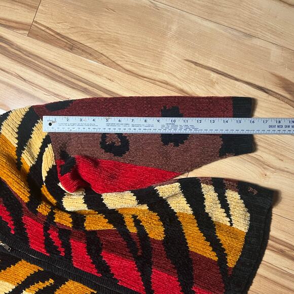 VINTAGE Y2K Tiger Stripe Knit Sweater Jacket Size Large Maximalist Striped - Picture 4 of 9